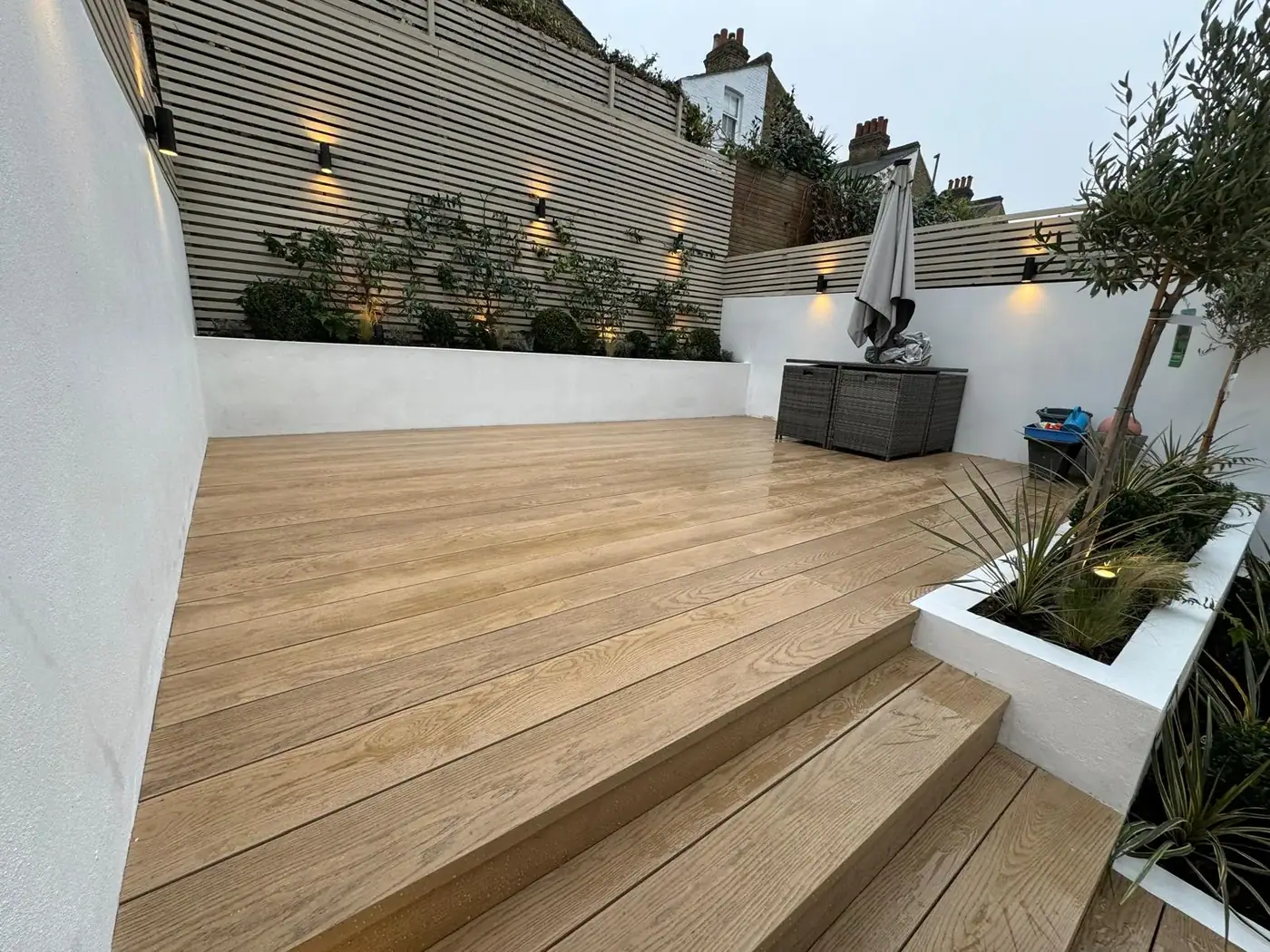 Feature decking & illuminated planters; photograph 18
