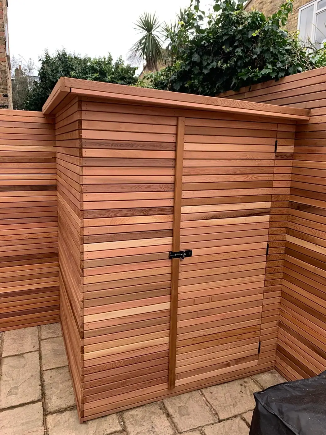 Contemporary slatted screening & store: VISAN-supplied photograph