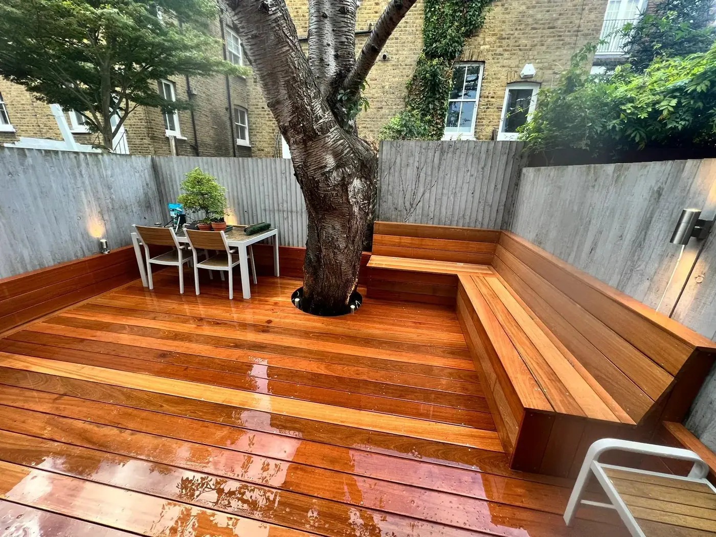 Built-in hardwood seating & decking; photograph 52