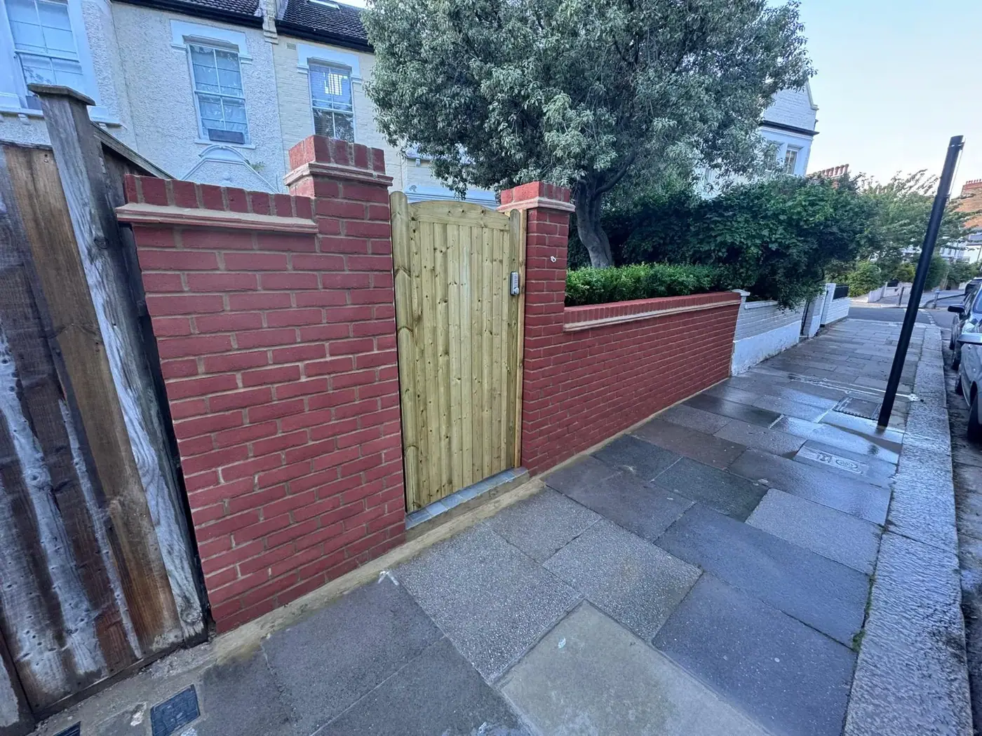 Stone paving, brick boundary & gate; photograph 67